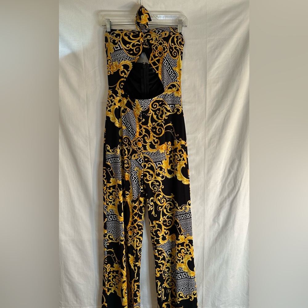 Fashion Nova multi colored halter jumpsuit size M